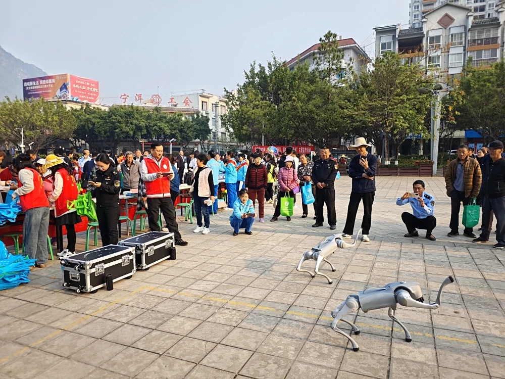群众观看机器狗表演