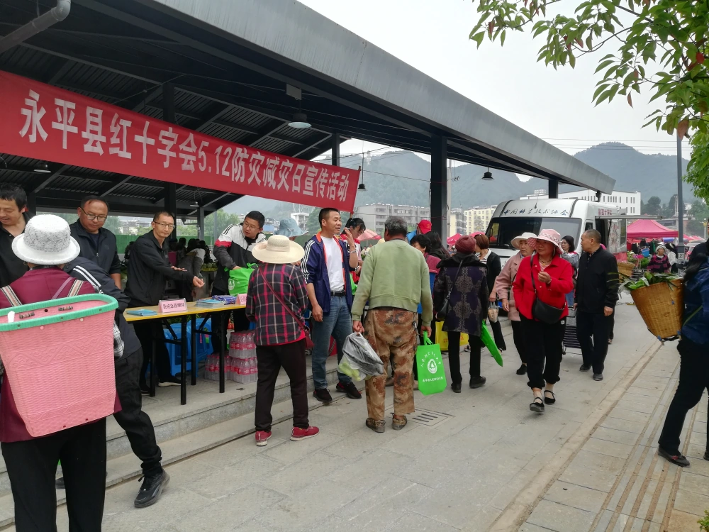 云南永平县科协5.12防灾减灾日、科技活动周进老街社区志愿服务活动